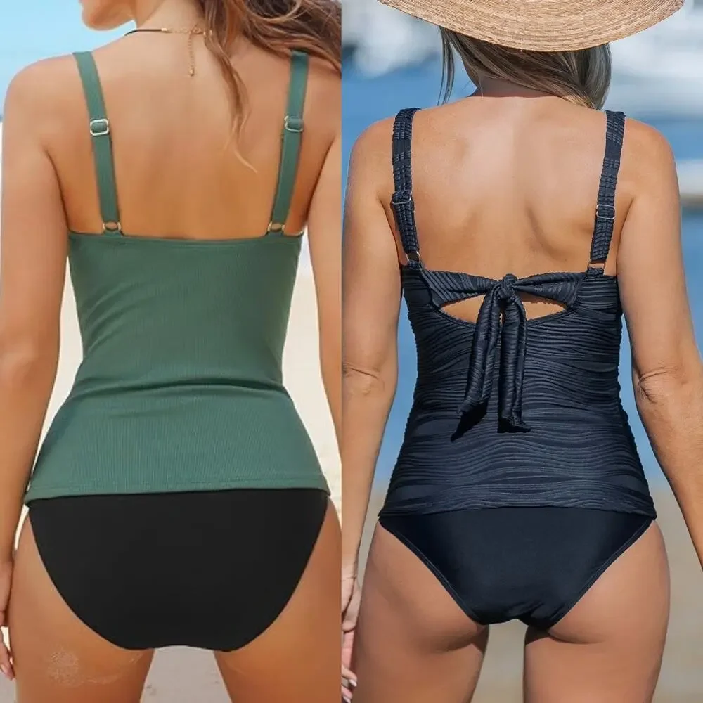 NWT Cupshe Lot of 4 Tankini & Swim Bottoms Swimsuit Bathing Suit Beach Summer L